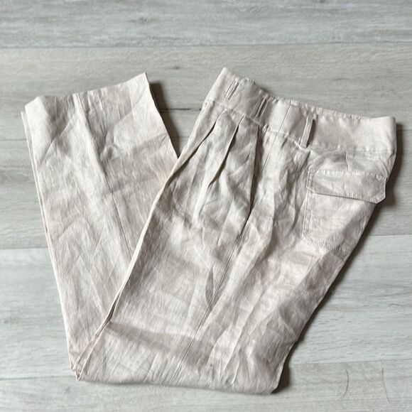 J. Crew Linen Pleasted Wide Waisted Pants in Light Khaki Size 0 Nwot - Picture 4 of 8